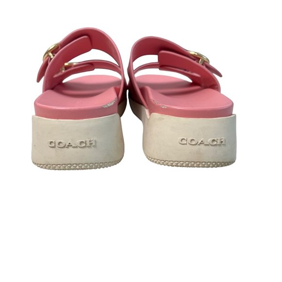 Coach Women’s Pink Double Buckle Sliders Sandazls Sz 6 - Picture 5 of 11